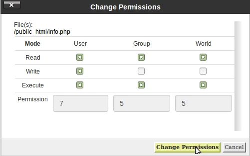 Salvare change permissions