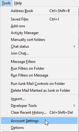 Tools din aplicatia Thunderbird