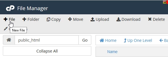 neue Datei cPanel