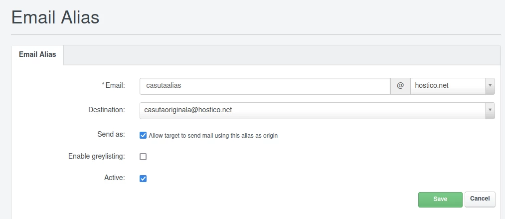 Setare Email Alias ISPConfig