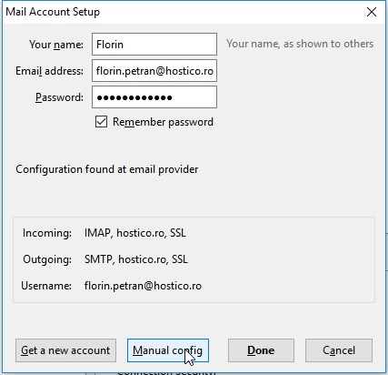 Setare manuală cont e-mail