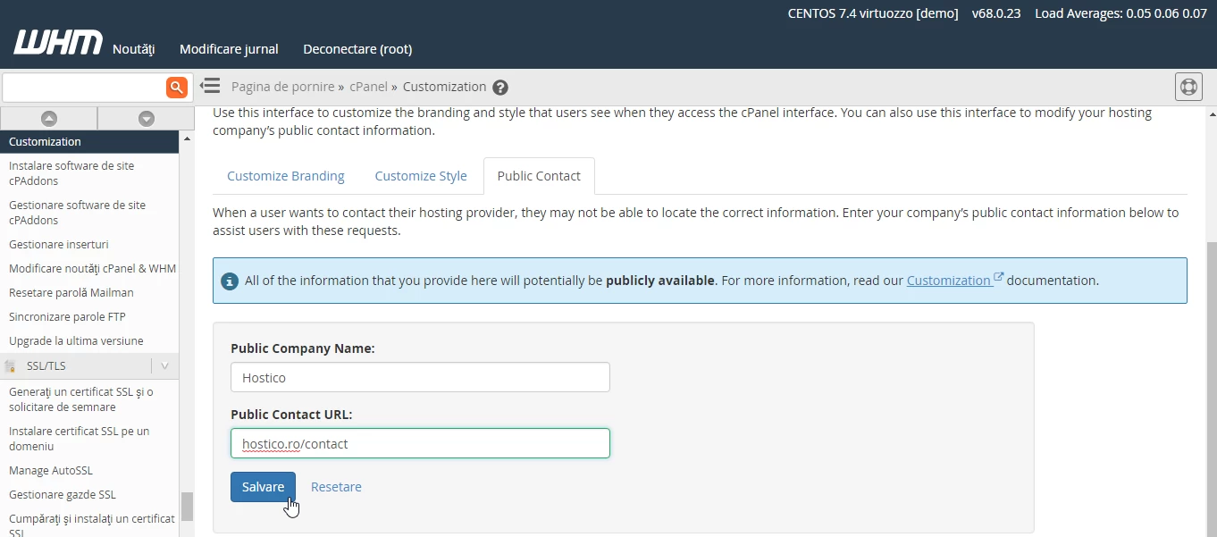 Editare Public Contact