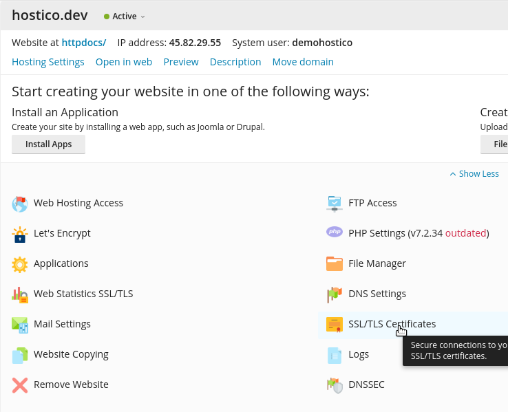 SSl TSL, plesk , install